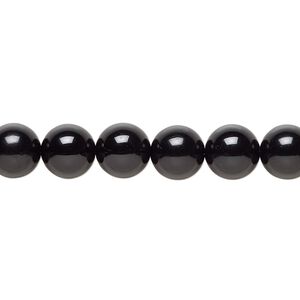 Black tourmaline 1pkg1, round bead natural B+ grade, 15.5-16 inch 8mm