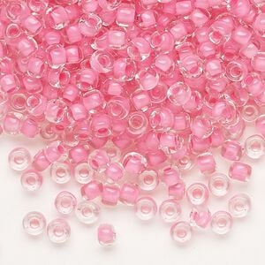 Seed bead, Dyna-Mites&trade;, glass 1pkg40g, #6 round, translucent inside dyed color dusty rose (208 6/0 RR)