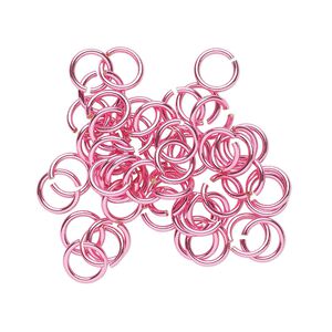 Jump ring 1pkg50 brass, 6mm round, 20 gauge / 4.4mm inside diameter / electrocoated pink
