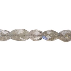 Labradorite 1pkg1, hand-cut faceted puffed oval bead natural 14 inch 8x6mm-11x8mm