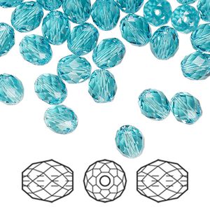 Bead 288pk light turquoise, Swarovski&reg; 7x6mm olive briolette 5044