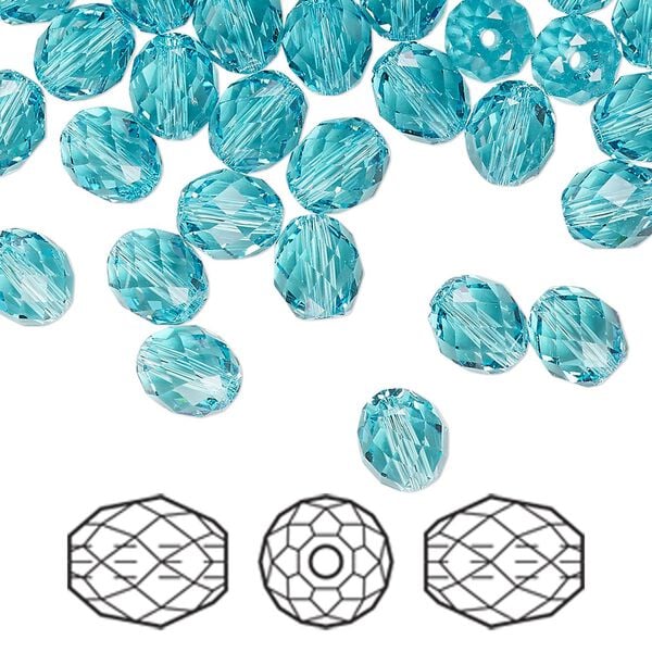Bead 288pk light turquoise, Swarovski&reg; 7x6mm olive briolette 5044 image number 0