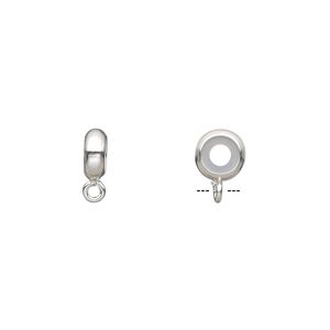 Bead keeper 1pkg2 sterling silver, 7x3mm rondelle / closed loop, clear silicone