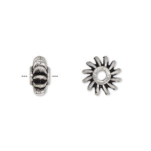 Bead 1pkg2 silver-plated, 11x6mm rondelle, brass antique