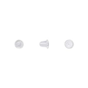Earnut 1pkg100, 5x4.5mm bell, "rubber" clear 50 pair