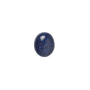 Cabochon, blue goldstone (glass) (man-made), 12x10mm calibrated oval. Sold per pkg of 6.