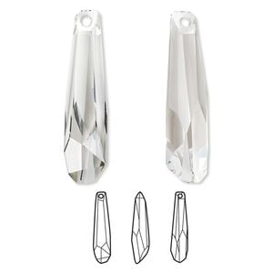 Focal 1pk crystal partially frosted, Crystal Passions&reg; 30x7mm pendant crystalacite 6017/G
