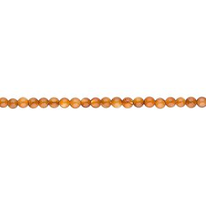 Mother-of-pearl shell 1pkg1, round bead 15.5 to 16 inch dark amber 2mm