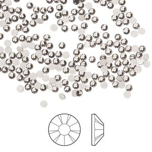 Flat back 144pk black diamond foil back, Preciosa MAXIMA Czech crystal hotfix rhinestone 1.9-2.1mm chaton rose round SS6