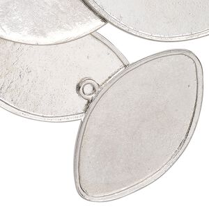 Drop, antique silver finish "pewter" (zinc-based alloy), 39x23mm marquise with 36x20mm marquise setting. Sold per pkg of 6.