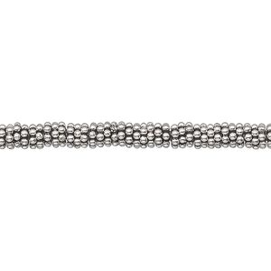 Bead 1pkg1troyoz sterling silver, 4x1mm beaded rondelle, antiqued