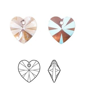 Drop 2pk light amethyst shimmer, Crystal Passions&reg; 14mm pendant heart 6228