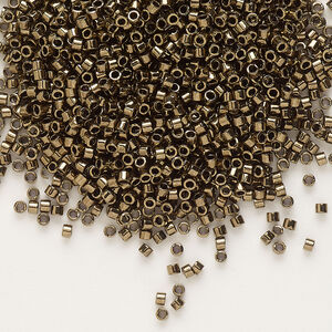 Seed bead, Delica&reg;, glass, pkg/7.5g, #11 round, opaque metallic dark bronze (DB-0022).