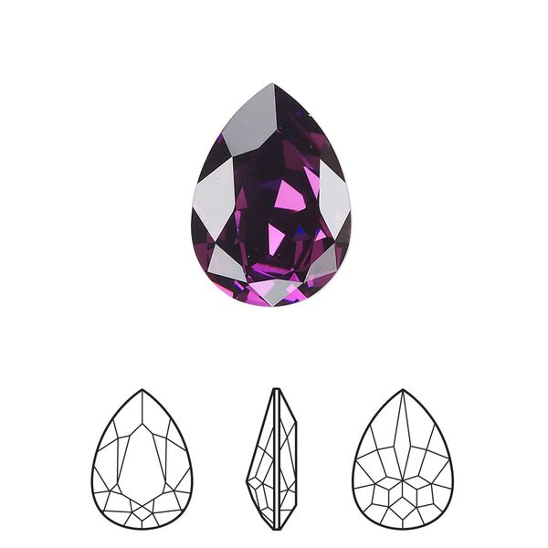Fancy stone 48pk amethyst foil back, Swarovski&reg; 18x13mm pear 4320 image number 0