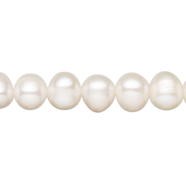 Freshwater pearl 1pkg1, semi-round, 15 inch white 9-10mm cultured image number 0
