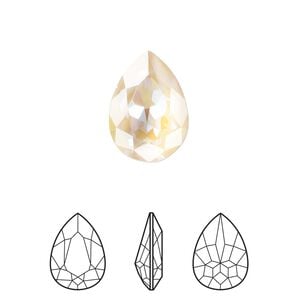 Fancy stone 1pk crystal ivory cream DeLite, Crystal Passions&reg; 14mm pear 4320