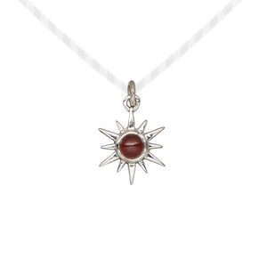 Drop 1pkg1, antiqued sterling silver and garnet (natural), 12x12mm open star