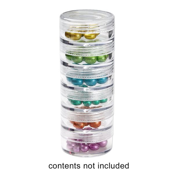Organizer jar, Space Saver, plastic, clear, 1-1/2 x 5/8 inch round. Sold per 6-piece set. image number 0