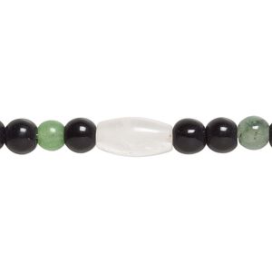 Rose quartz / multi-gemstone 1pkg1, oval / round bead 15 inch 12x6mm-12x7mm / 5-6mm
