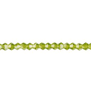 Bead 1pk transparent peridot green, Celestial Crystal&reg; 4mm bicone 15.5-16 inch
