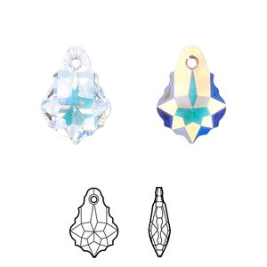 Drop 72pk crystal AB, Swarovski&reg; 16x11mm pendant baroque 6090