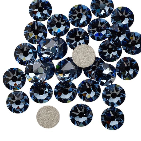 Flat back 144pk denim blue foil back, Swarovski&reg; 7.07-7.27mm rose round SS34 2088 image number 0