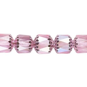 Bead, Czech dipped d&eacute;cor glass, hot pink Apollo AB, 10mm round cathedral. Sold per 15-1/2" to 16" strand.