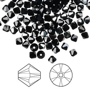 Bead 1440pk jet hematite, Swarovski&reg; 4mm XILION bicone 5328