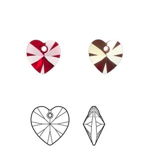 Drop 24pk Siam AB, Crystal Passions&reg; 10mm pendant heart 6228