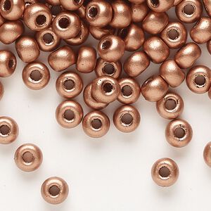 Seed bead, Preciosa Ornela, glass, opaque metallic soft copper, #2 rocaille. Sold per 50-gram pkg.