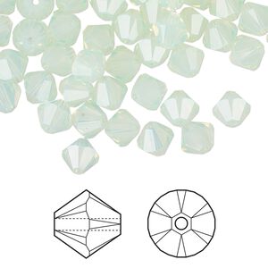 Bead 360pk chrysolite opal, Swarovski&reg; 6mm bicone 5328