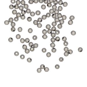 Bead 1pkg500 silver-plated, 2.5mm round, steel antique