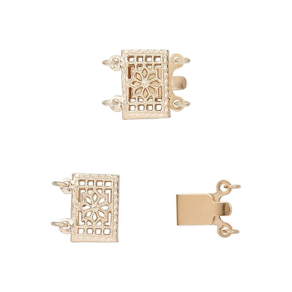 Clasp tab 1pkg1 14Kt gold-filled, 10x7mm rectangle, 2-strand image number 0