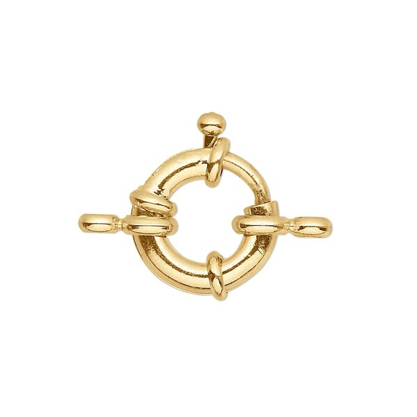 Springring 1pkg2, 15mm, gold-finished brass clasp 1-strand image number 0
