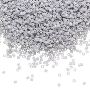 Seed bead, Delica&reg;, glass, pkg/7.5g, #15 round, opaque ghost grey (DBS-1139).