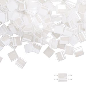Seed bead, TILA&reg;, glass, pkg/250g, 5mm full tila square, opaque ceylon pearl white, (TL-511).