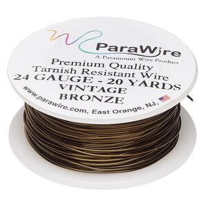 Wire, ParaWire&trade;, vintage bronze-finished copper, round, 24 gauge. Sold per 20-yard spool.