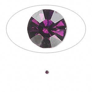 Chaton, glass rhinestone, amethyst purple, foil back, 1.6-1.7mm faceted round, PP10. Sold per pkg of 72.