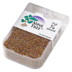 Seed bead, Ming Tree&trade;, glass, pkg/1/4 pound, #11 round, opaque rainbow gold purple.
