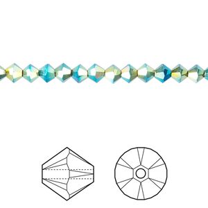Bead 48pk jet AB 2X, Crystal Passions&reg; 4mm bicone 5328