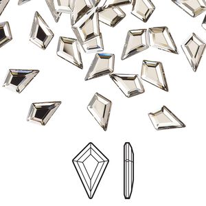 Flat back 24pk crystal silver shade foil back, Crystal Passions&reg; 8.6x5.6mm kite 2771