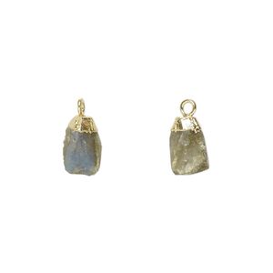 Drop 1pkg1, gold-plated electrocoated sterling silver and labradorite (natural), 8x5mm-9x7mm hand-cut nugget