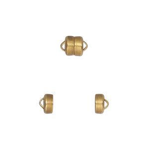 Clasp magnetic 1pkg1, 5.9x4.8mm barrel, brass Mag-Lok&reg; 1-strand