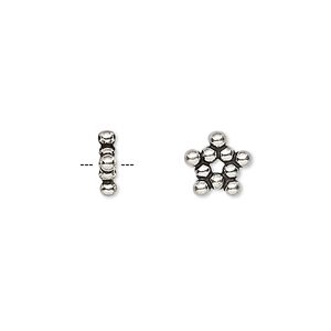 Bead 1pkg0.25troyoz sterling silver, 9x2mm star rondelle, antiqued