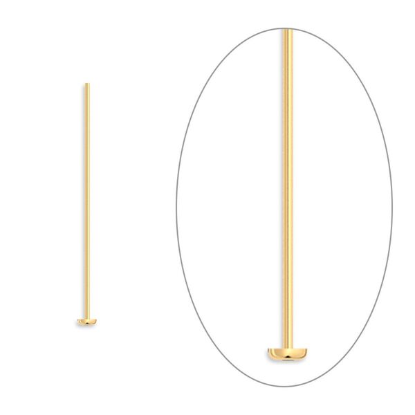 Head pin 1pkg1000 gold-plated, 1 inch, 24 gauge brass image number 0