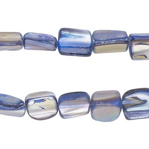 Mother-of-pearl shell 1pkg2, chip bead 15 inch blue medium to large