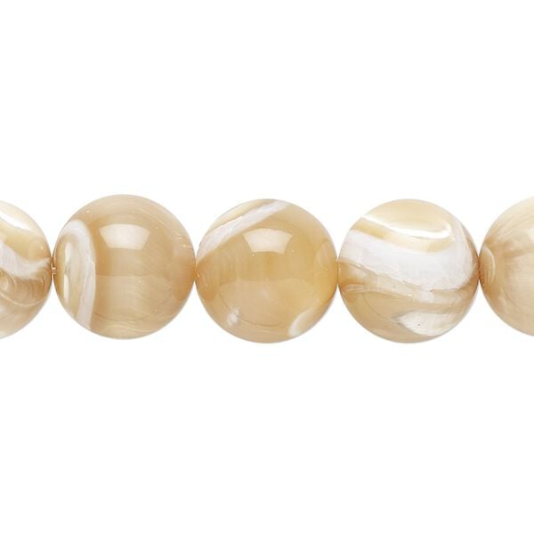 Mother-of-pearl shell 1pkg1, round bead natural 15.5 to 16 inch 12mm image number 0