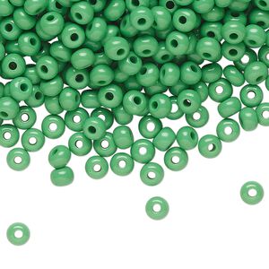 Seed bead, Preciosa Ornela Czech glass, pkg/50g, #6 rocaille, opaque green, (53250).