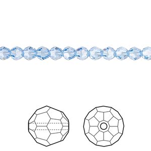 Bead 12pk light sapphire, Crystal Passions&reg; 4mm round 5000