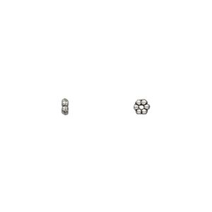 Bead 1pkg500 silver-plated "pewter", 3x1mm beaded rondelle / 2sided, antique